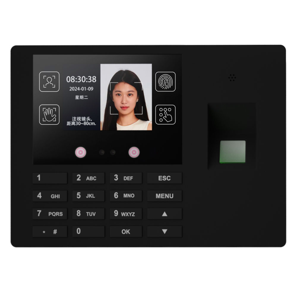 Biometric Time Attendance Machine - Multifunctionele aanwezigheidsmachine Vingerafdrukherkenning Wachtwoordherkenning Gezichtsherkenning Drie-in-één-functie
