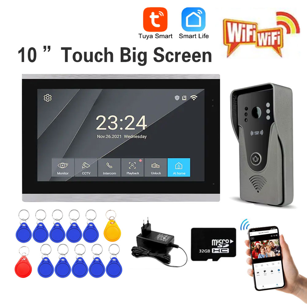 Access Control System Rfid Kit - Tuya 1080P 10 inch kleurenaanraakscherm Draadloze