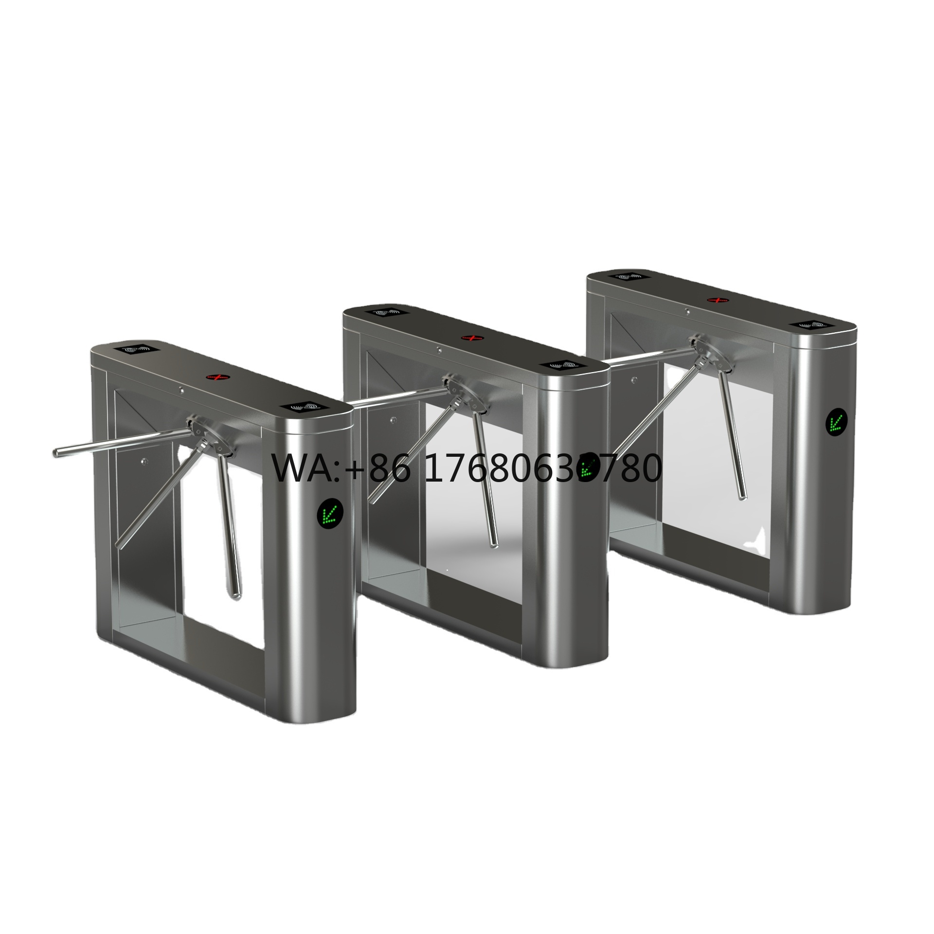 Turnstile Gate Access Control - Driepoots draaipoort met roestvrijstalen glazen omheining,