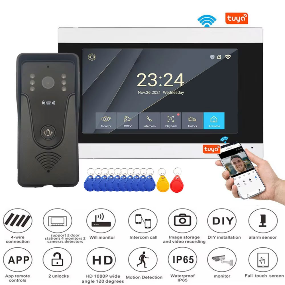Access Control System Rfid Kit - Tuya 1080P 7 inch kleurenaanraakscherm Draadloze