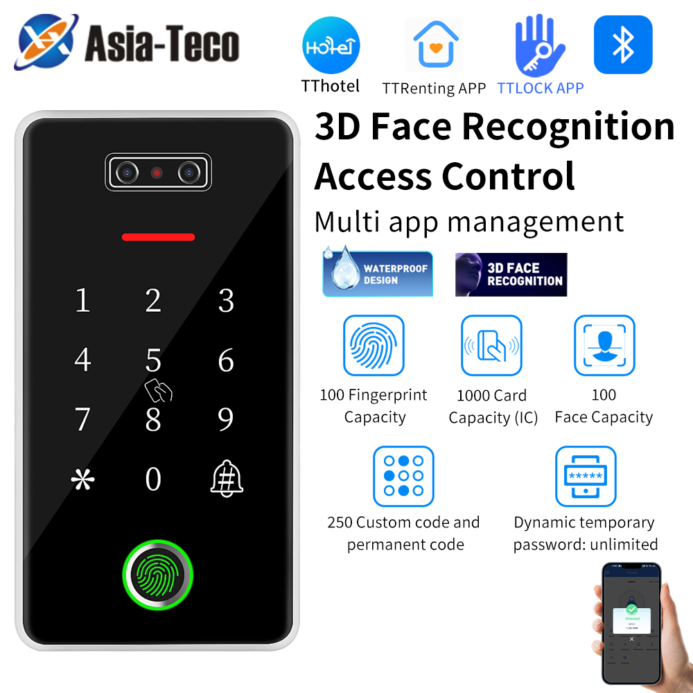 Door Access Control Keypad Rfid - TTLOCK Biometrisch 100-gezicht 100 vingerafdruktoegangscontroletoetsenbord ondersteunt