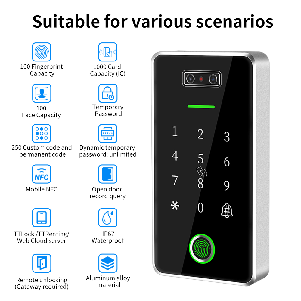 TTLOCK Biometrisch 100-gezicht - Door Access Control Keypad Rfid recensie en prijs